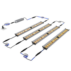 FARMLITE barras LED frontal mostrando diseño compacto y beneficio de cobertura