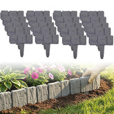 Generic faux stone edging frontal paquete mostrando paneles apilados y fácil transporte