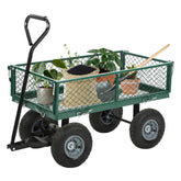 FDW carro de jardín frontal mostrando caja y bastidor, resistencia y capacidad