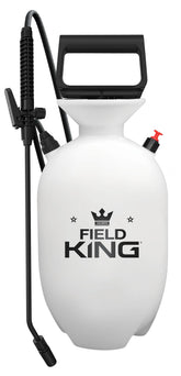 FIELD KING vista frontal del pulverizador mostrando tamaño y asa ergonómica
