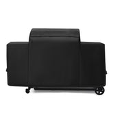 FlameDuty frontal mostrando ajuste perfecto para Traeger Woodridge Pro, protección completa