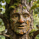 FmnyYaid estatua frontal mostrando rostro y carácter para jardín