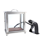 Fortessa caja ahumadora frontal mostrando vidrio y base con acabado elegante