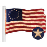 G128 bandera Betsy Ross frente mostrando diseño teñido y colores históricos