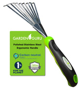 Garden Guru rastrillo frontal mostrando diseño y robustez