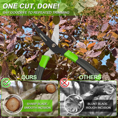 GARDENWORK tijeras en uso cortando un seto con cortes limpios y precisos