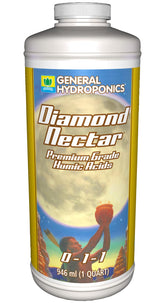 General Hydroponics Diamond Nectar botella frontal mostrando etiqueta y volumen como beneficio práctico
