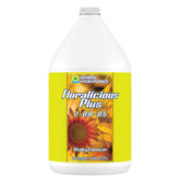General Hydroponics botella frontal de Floralicious Plus mostrando envase y color amarillo