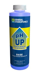 General Hydroponics pH Up frasco frente, ajuste rápido de pH para cultivo