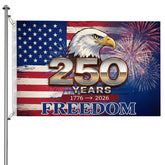 Generic bandera 250 aniversario frontal mostrando diseño nitido y patriotico