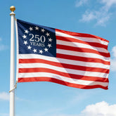 Generic bandera frontal 250 años muestra diseño claro y conmemorativo