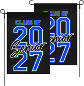Generic bandera Senior 2027 frontal que destaca la decoración y visibilidad exterior