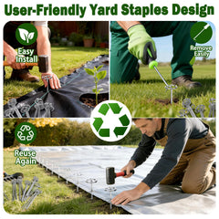 GESTONE grapa fijando tela de jardín mostrando su sujeción firme