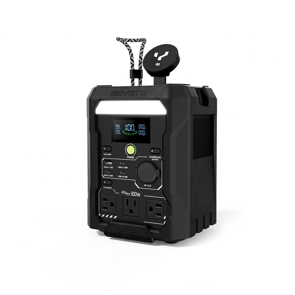 GEYOTO N300 frontal mostrando conexiones y portabilidad útil