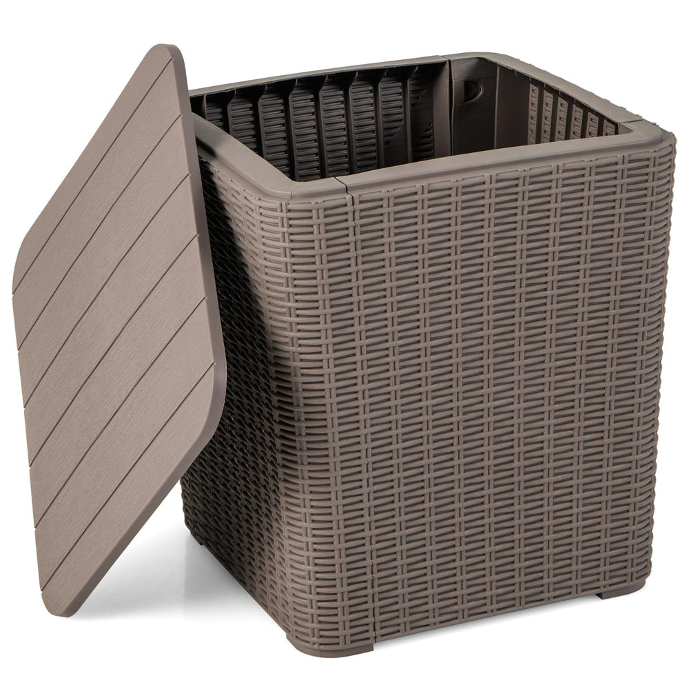 GIANTEX baúl mesa lateral frontal mostrando diseño rattan y beneficio de almacenamiento