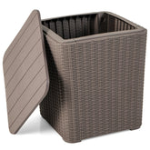 GIANTEX baúl mesa lateral frontal mostrando diseño rattan y beneficio de almacenamiento