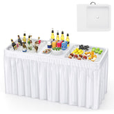 GIANTEX vista frontal de la mesa de hielo con doble fregadero, organización eficiente