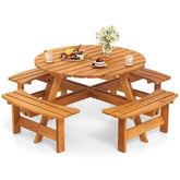 GIANTEX mesa picnic frontal mostrando diseño resistente y acogedor