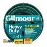 GILMOUR manguera Flexogen frente y empaque mostrando longitud 50' y uso en jardín