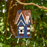 Glitzhome vista frontal de la casa para pájaros, decoración patriótica y atractivo visual