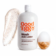 GoodEgg envase Heavy Doody frente mostrando diseño y volumen para limpieza eficaz