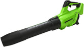 Greenworks soplador 40V vista frontal mostrando diseño compacto y maniobrabilidad