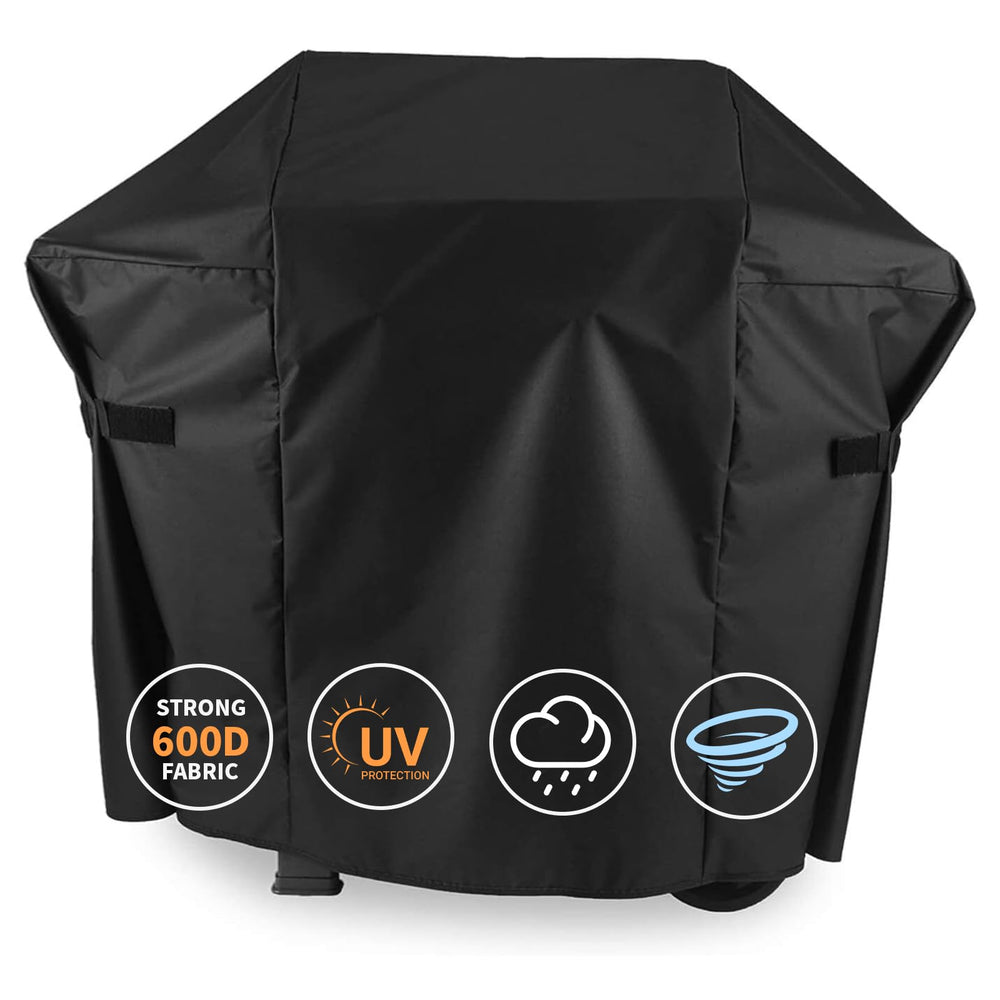 GRISUN vista frontal de la funda ajustada protegiendo una parrilla Weber