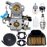 Harbot carburador frontal mostrando ajuste exacto compatible Husqvarna 455