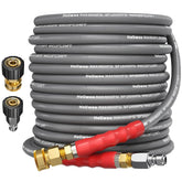 Heliwoo manguera frontal con embalaje mostrando longitud y resistencia