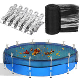Hlimior malla frontal cubierta protegiendo piscina, mantenimiento reducido