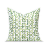 Hofdeco Premium frontal del cojín con patrón trellis verde, aporta estilo costero