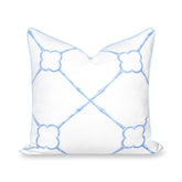Hofdeco Premium vista frontal del estampado azul bebé, aporta estilo costero