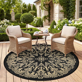 Homcomoda alfombra redonda frontal mostrando diseño y color beneficios estéticos