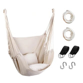 Hommtina silla colgante frontal mostrando forma y estilo boho, comodidad evidente