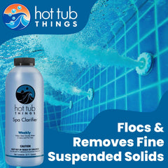 Hot Tub Things botella junto a regla para comparar tamaño práctico