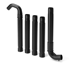 Husqvarna kit canaletas vista frontal con tubos y boquilla mostrando montaje fácil