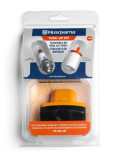Husqvarna kit frontal del empaque mostrando piezas y fácil mantenimiento