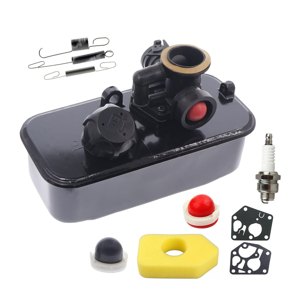 Hutdkte vista frontal del kit mostrando carburador y tanque, facilita reemplazo