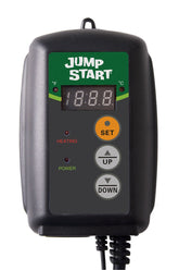 Hydrofarm JumpStart vista frontal del controlador con enchufe y pantalla, precisión segura