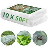 Hyxanons empaque frontal mostrando la malla blanca y tamaño 10 x 50FT