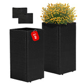 IDZO macetero delantero mostrando diseño rattan y durabilidad