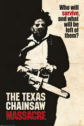 Impact póster frente con silueta de Leatherface, aporta presencia icónica