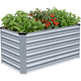 INNO STAGE vista frontal de la cama de cultivo metálica, muestra acabado galvanizado y robustez