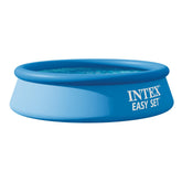 Intex piscina frente empaquetada mostrando facilidad de transporte y montaje