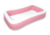 INTEX piscina familiar frontal rosa mostrando capacidad y forma