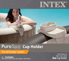 Intex portavasos tamaño real comparado con botella estándar para referencia