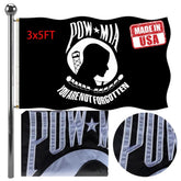 Bandera Jayus POW MIA frontal mostrando el diseño bordado y alto contraste