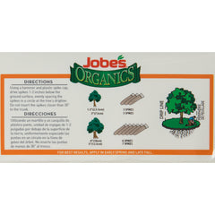 Jobe's Organics detalle de clavo fertilizante resaltando liberación lenta y textura sólida