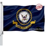 Joven bandera US Navy frontal 4x6 mostrando emblema nítido y colores vivos