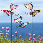 Juegoal estacas frontal que muestra el set de tres mariposas y su colorido